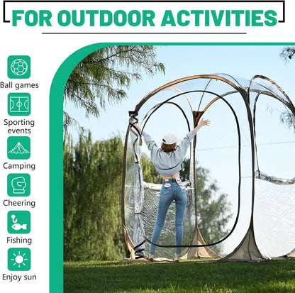 ABORON Sports Tent Pop Up Pod, Instant Weather Proof Pop Up Tent Shelter with Carry Bag, Clear View Bubble Tent for Watching Sports Events, Camping, Fishing, Portable & Foldable