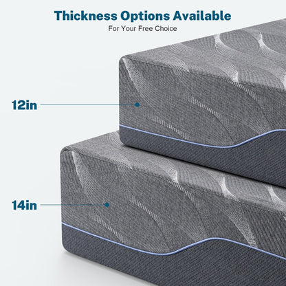 14 Inch Gel Memory Foam Mattress, Queen Size, Medium Firm Comfort, Fits Adjustable Beds