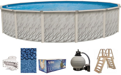 Lake Effect Pools Meadows 12' Round 52" Wall Above-Ground Swimming Pools, Full Start-up Kit
