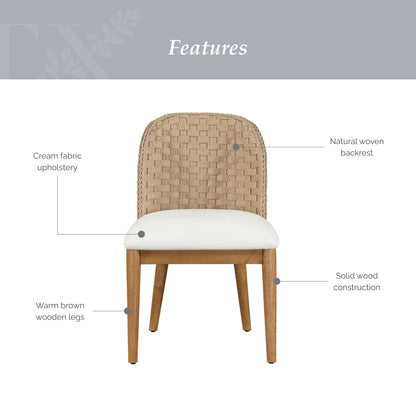 My Texas House Saylor Farmhouse Dining Chair Set, Natural Wood, Set of 2
