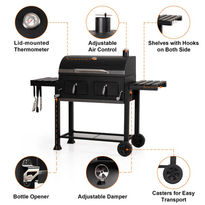& William 34-inch BBQ Charcoal Grill Outdoor Portable Barbecue Grill