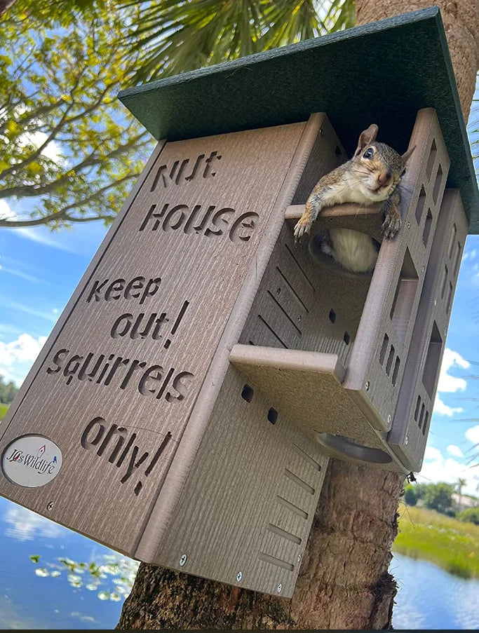 JCs Wildlife Ultimate Squirrel House Nesting Box (Blue/Gray) - A Perfect Home for Squirrels!