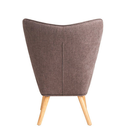 Modern Accent Chair with Solid Wood Legs and High Wing Backrest, Side Chair Set with Ottoman, Comfy Side Armchair for Living Room, Reading Room, Bedroom, Colorful Patchwork