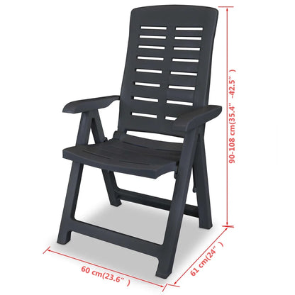 vidaXL Reclining Patio Chairs Outdoor Stack Dining Chair with Armrest Plastic