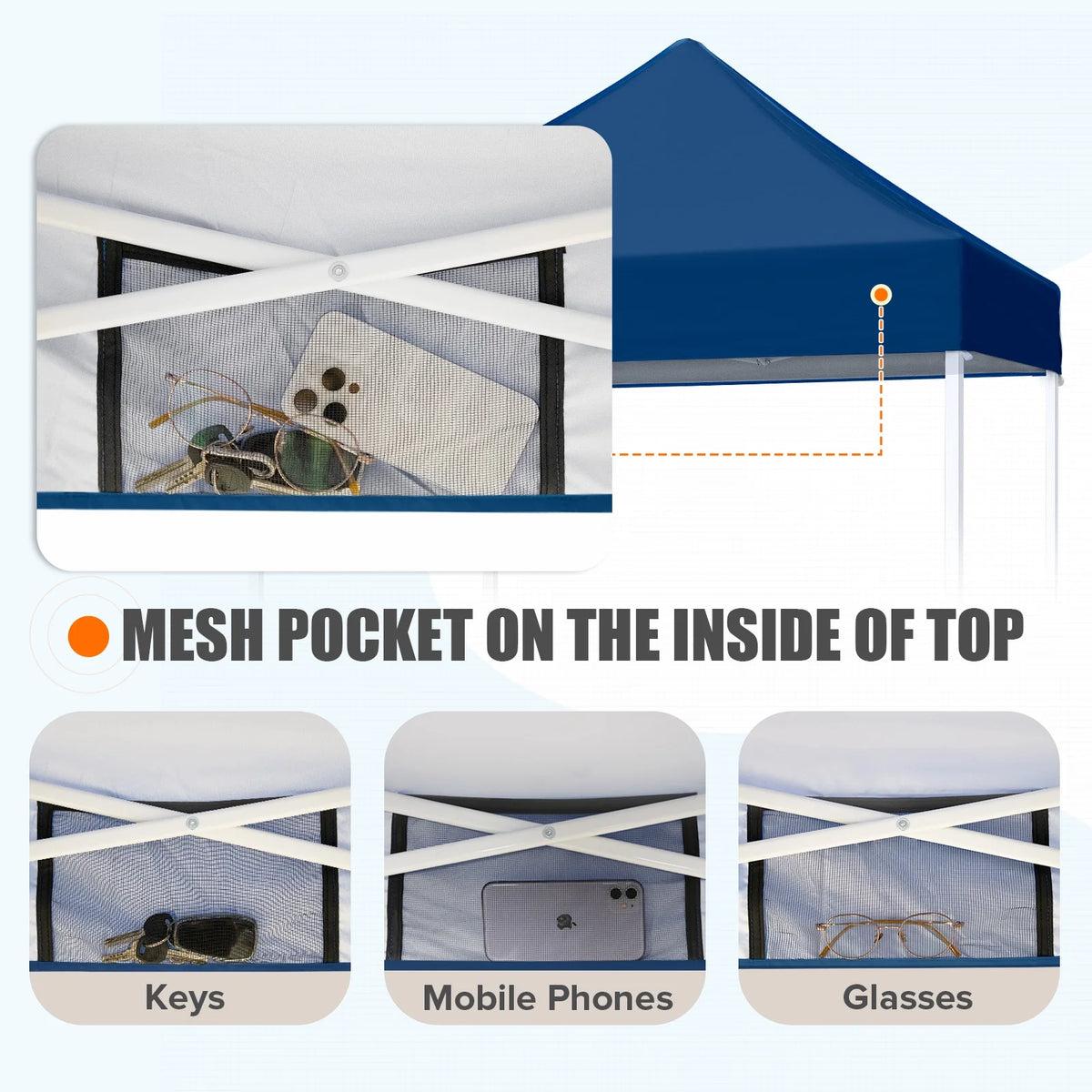 EAGLE PEAK 5x5 Pop Up Canopy Tent Instant Outdoor Canopy Easy Set-up Straight Leg Folding Shelter（Blue）