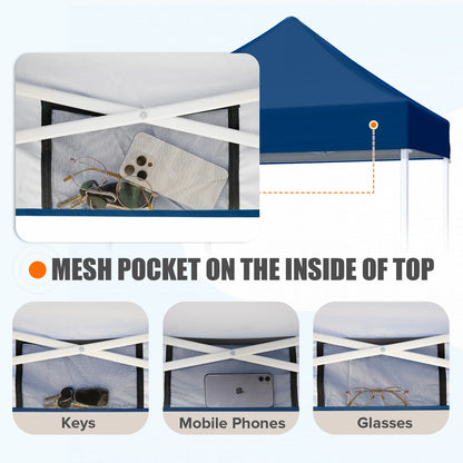 EAGLE PEAK 5x5 Pop Up Canopy Tent Instant Outdoor Canopy Easy Set-up Straight Leg Folding Shelter（Blue）