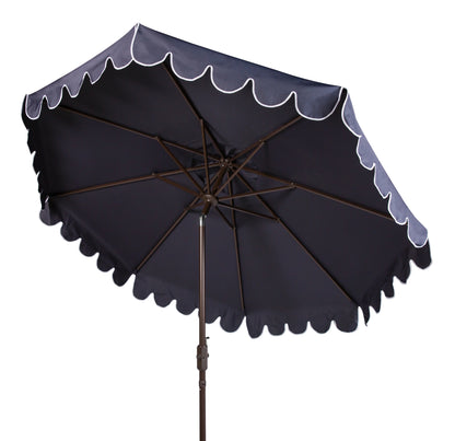 Safavieh Venice 9' Market Crank Tilt Patio Umbrella, Navy/White