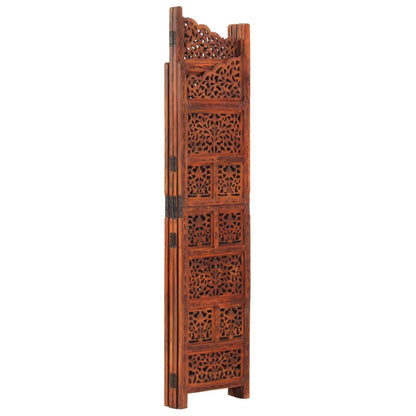 vidaXL Room Divider 4 Panel Folding Privacy Screen for Office Solid Wood Mango