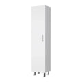FM FURNITURE Clarno Tall Storage Cabinet, Single Door with Broom Hangers ,White