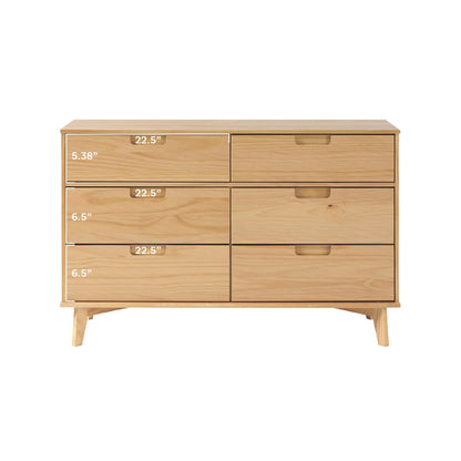 Walker Edison Sonoma 6-Drawer Solid Wood Caramel Dresser