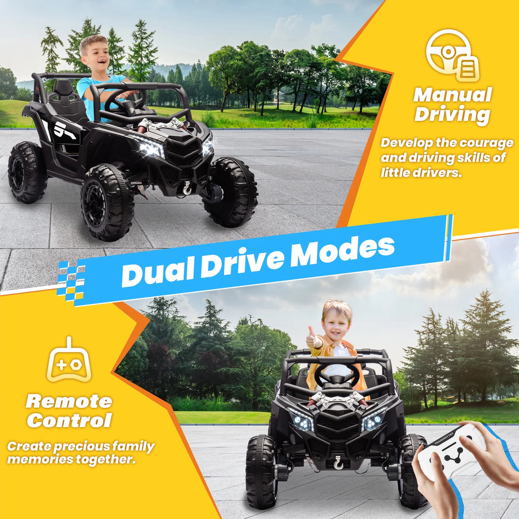 Joyracer 4WD 24 Volt Ride on Toys, 2 Seater Power Car wheels UTV with 800W Motors, Remote Control, Bluetooth Music, Spring Suspension, LED Light, Pink
