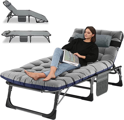 Slsy Folding Lounge Chair, 5-Position Adjustable Outdoor Reclining Chair, Folding Sleeping Bed Cot, Folding Chaise Lounge Chair for Pool Beach Patio Sunbathing