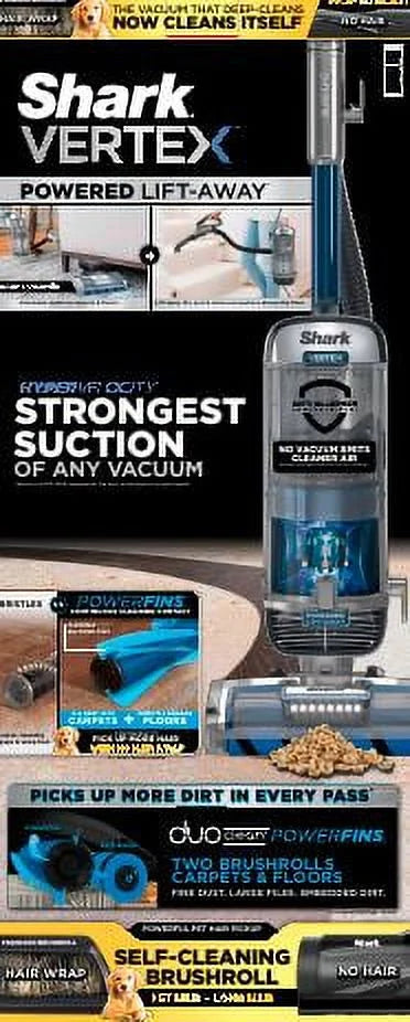 Shark? Vertex DuoClean? PowerFin Upright Vacuum Powered Lift-Away?, Self-Cleaning Brushroll, AZ2000