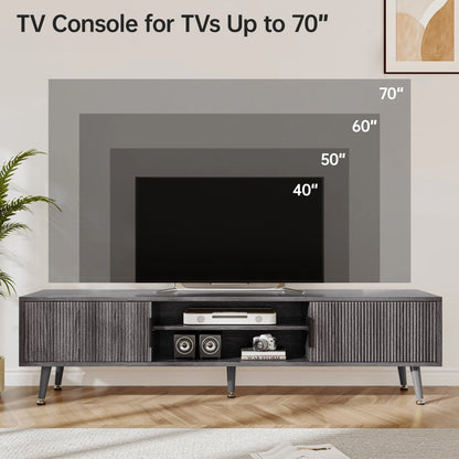Selooye Mid Century TV Stand, Modern TV Console for TVs up to 70 Inches, Entertainment Center with Storage, TV and Media Consol, 62 Inch (Natural)