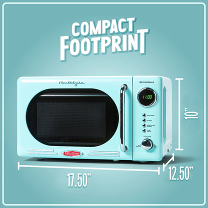 Nostalgia Retro Microwave for Countertop 0.7 cu ft Vintage Microwave, Pink