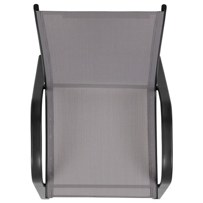 Emma + Oliver 4 Pack Gray Outdoor Stack Chair with Flex Comfort Material - Patio Stack Chair