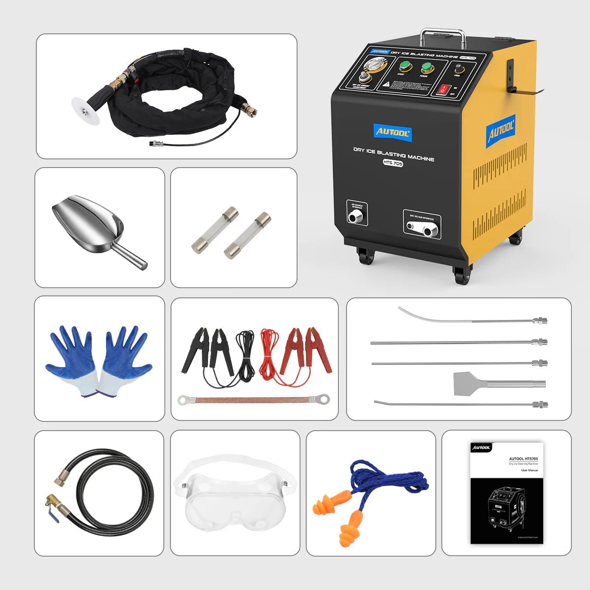 AUTOOL Automotive Dry Ice Cleaning Machine Car Engine Throttle Carbon Deposit Cleaner Exhaust Pipe Pressure Washer 110V/220V Dry Ice Blasting Clean Machine for All Cars, HTS705