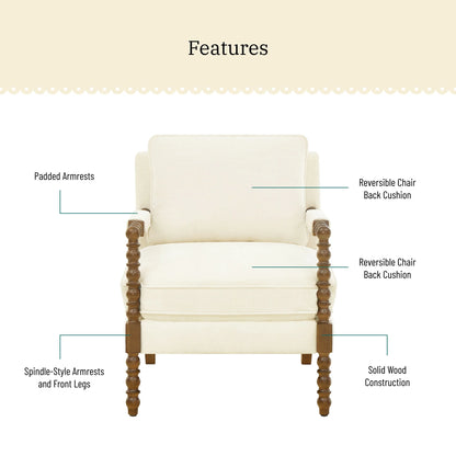 Pioneer Woman Harper Spindle Accent Chair, Jade Fabric Upholstery