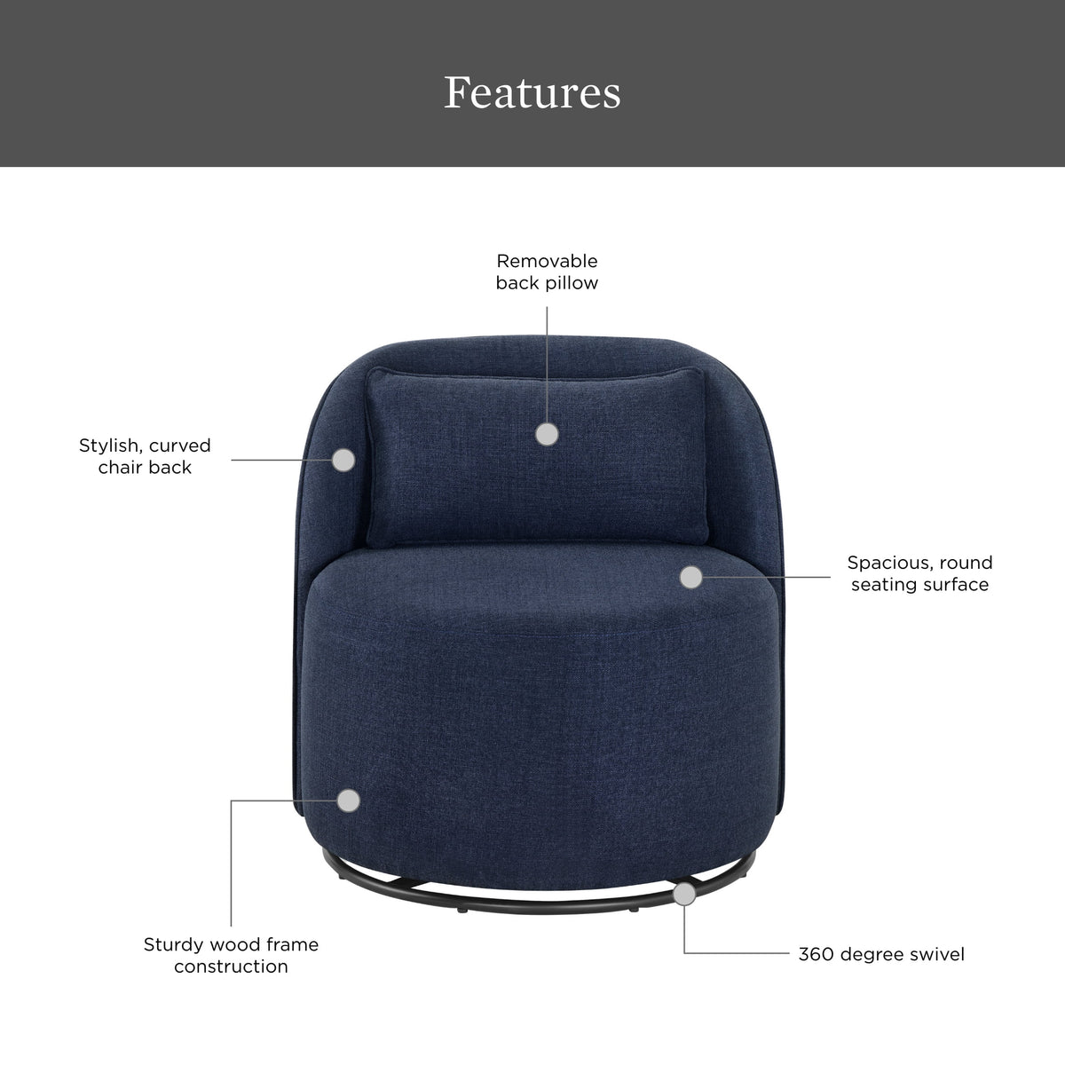 Better Homes & Gardens Juliet Modern Arch Swivel Accent Chair, Cream Boucle
