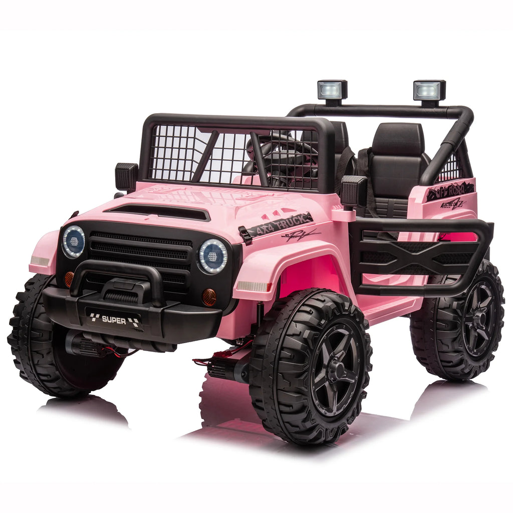 Joyracer 4WD 24 Volt Ride on Toys, 2 Seater Power Car wheels UTV with 800W Motors, Remote Control, Bluetooth Music, Spring Suspension, LED Light, Pink
