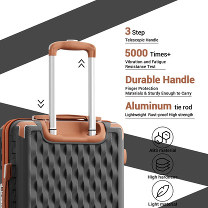 Melalenia - 7 Luggage Sets ABS Hardside Spinner Luggage -With Spinner Wheels and TSA Lock-White