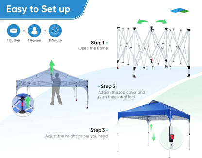 Quictent 10x10 Pop up Canopy TentPortable Instant Shelter with Vent, Ez up Canopy with Reflective Top and Fluorescent Rope