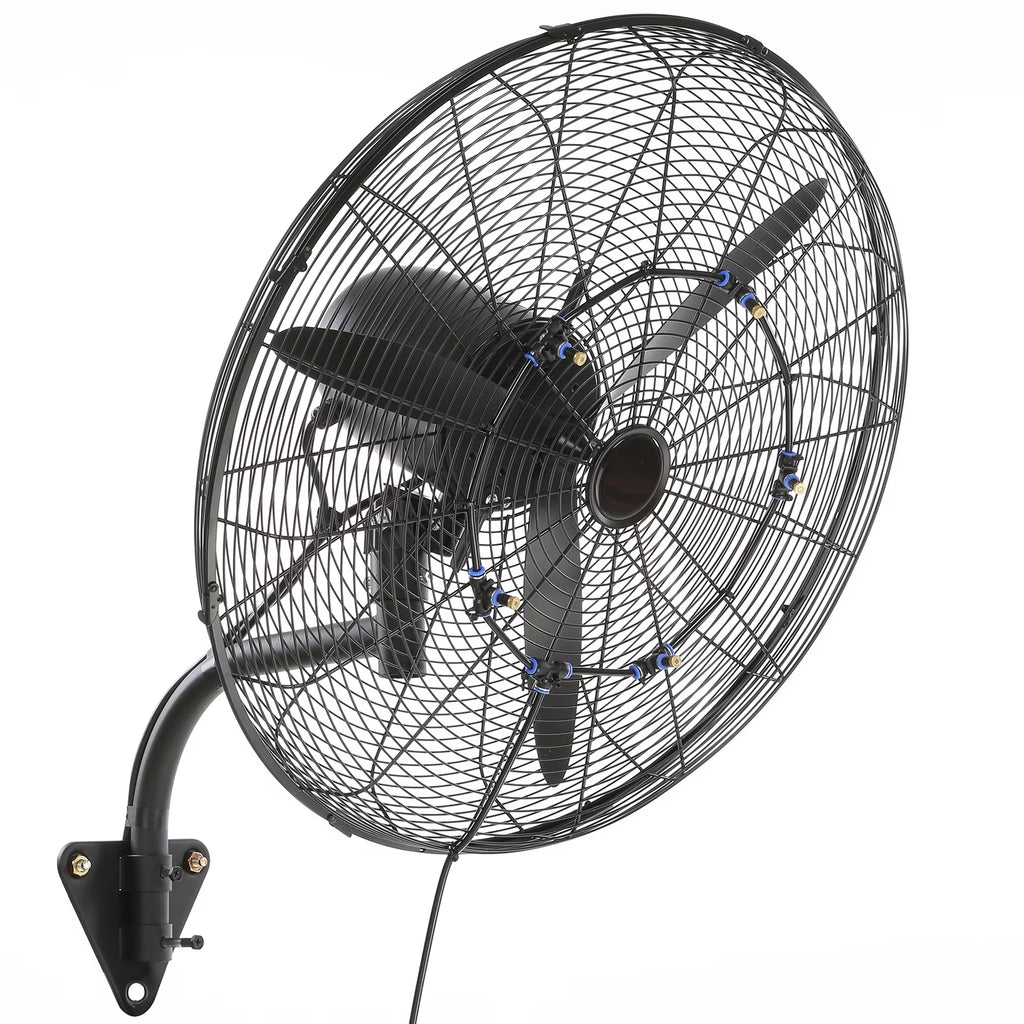 VEVOR Wall-Mount Misting Fan Oscillating Metal Fan 24.3'' 3 Speed Waterproof