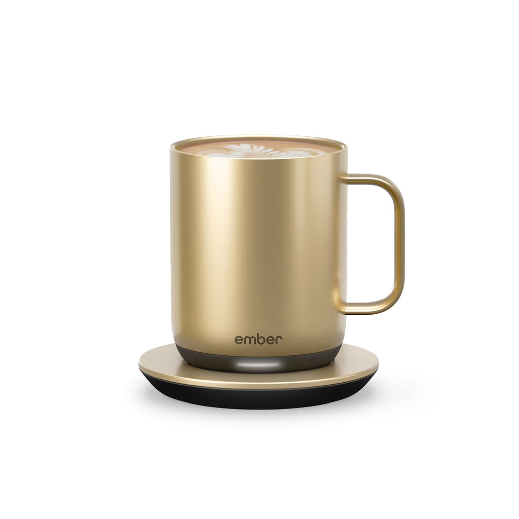 Ember Temperature Control Smart Mug 2, 10 oz, Gold, up to 1.5-hr Battery Life - App Controlled Heated Coffee/Tea Mug - Improved Design