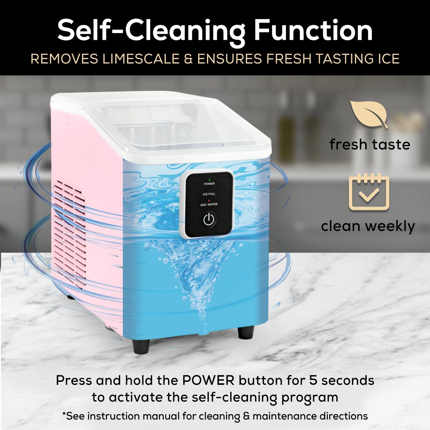 Igloo Self-Cleaning Countertop Ice Maker - Compact and Portable - Creates 26 lbs. Per Day, 8 Pieces Ready Every 7-8 Minutes - Includes Ice Scoop and Basket - Aqua