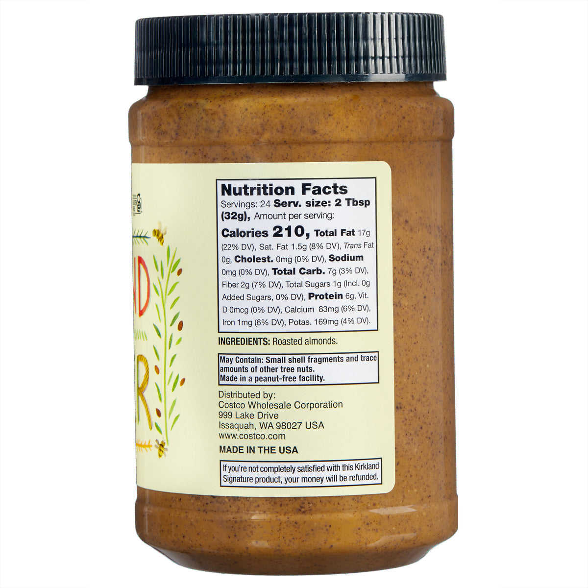 Kirkland Signature Creamy Almond Butter, 27 oz