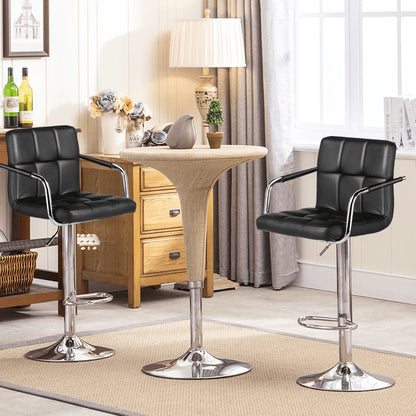 Yaheetech 2pcs PU Leather Adjustable Bar Stools for Dining Room, Black