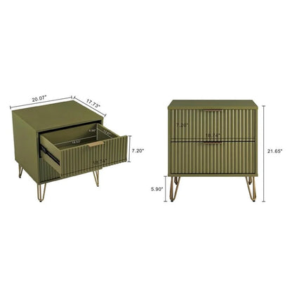 Pemberly Row Nightstand from Engineered Wood in Olive Green - Set of 2