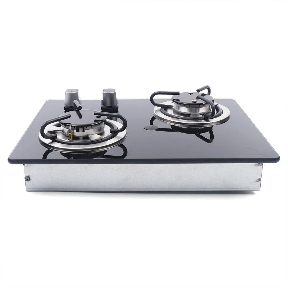 Mkyiongou LPG Cooktop Stainless Steel Boat Caravan RV Camper 2 Burners LPG Gas Stove Hob
