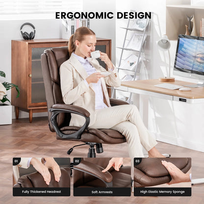Mainstays Executive Ergonomic High Back Leather Home Office Desk Chair, Black