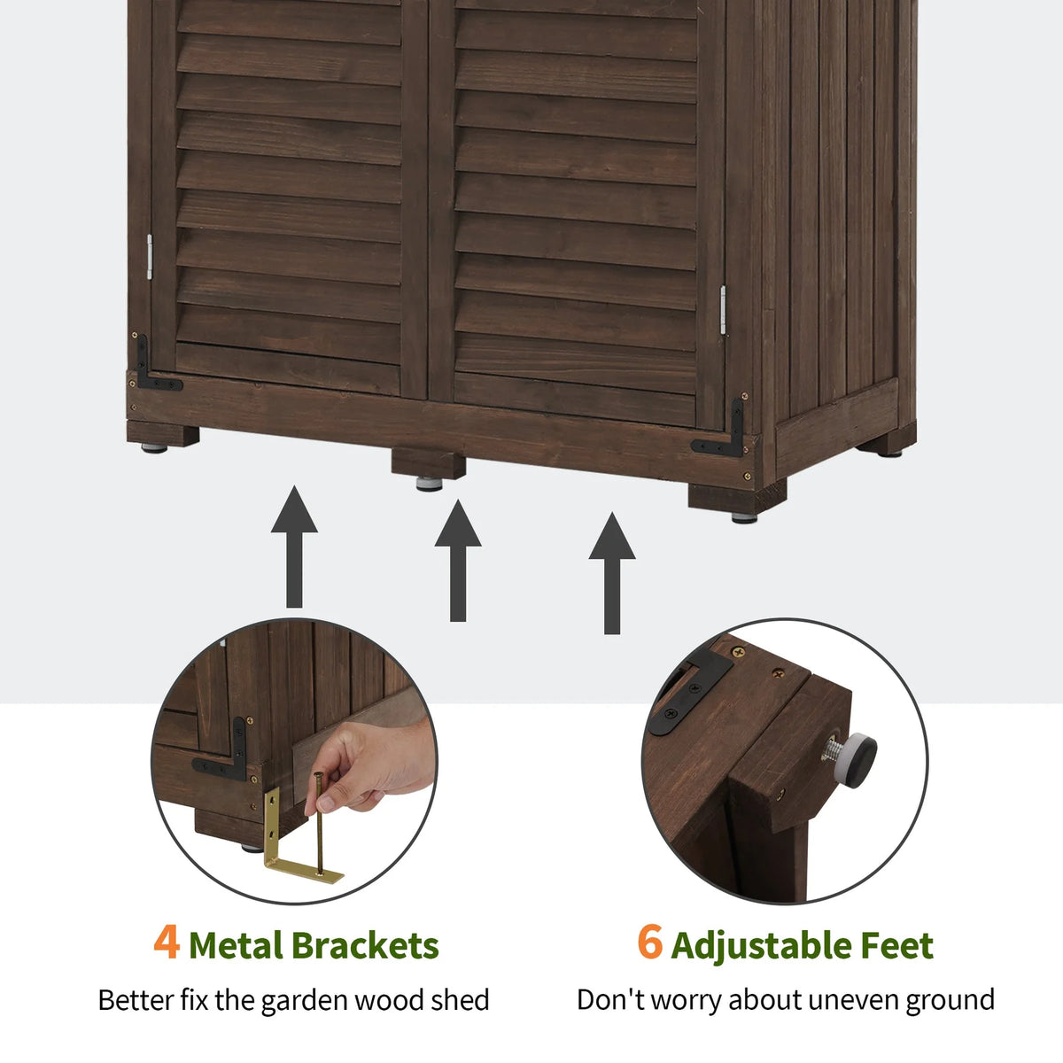 MCombo Tall Garden 1.52 x 2.85 ft. Wood Storage Shed, Brown