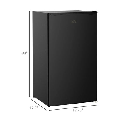 Mini Fridge with Freezer, 3.2 Cu.Ft Compact Refrigerator for Bedroom, Dorm, Apartment - Adjustable Thermostat, Reversible Door, Black