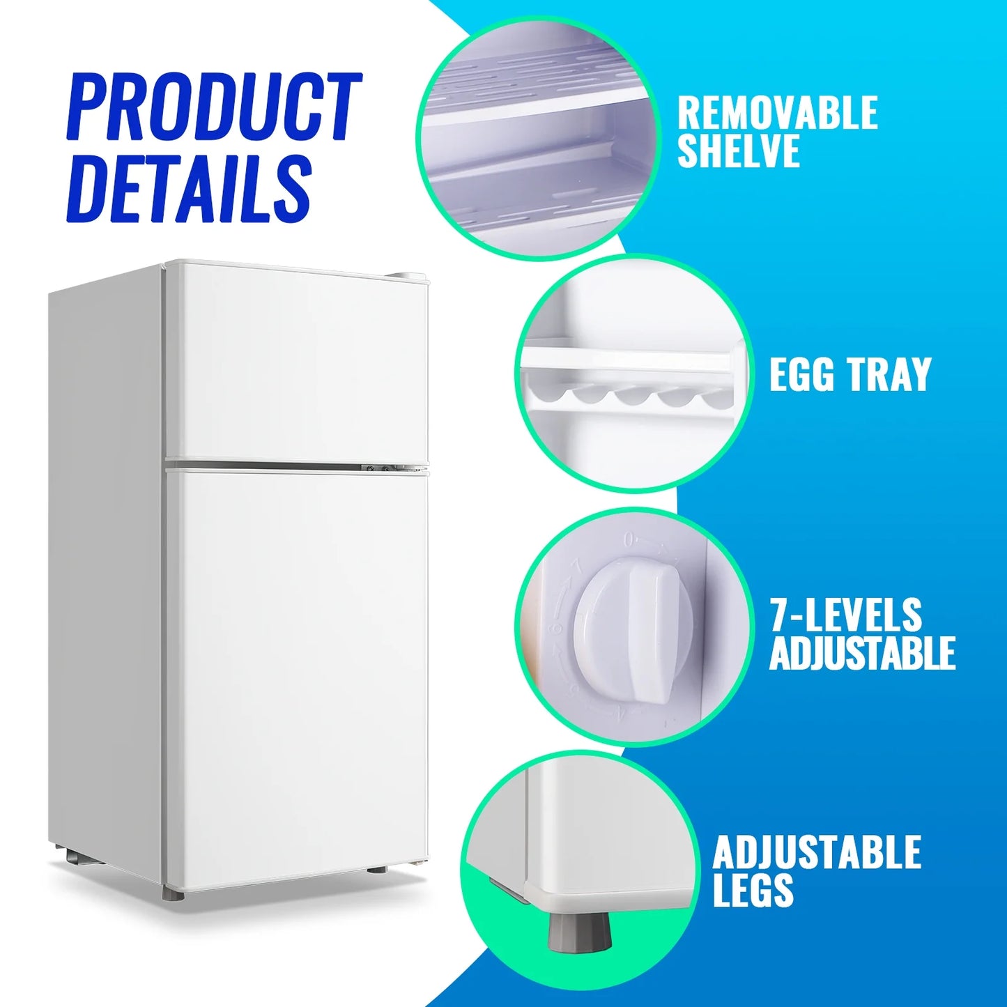 Tacool 2.4 Cu.ft Mini Fridge with Freezer, Small Refrigerator Apartment Size Fridge Black, NEW