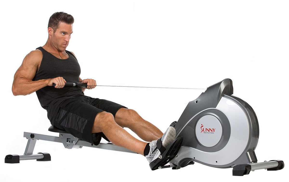 Sunny Health & Fitness 53.4" Extended Slide Rail Magnetic Rowing Machine Rower with Free SunnyFit App Membership - SF-RW5515