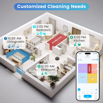 AIRROBO L60+ Self-Empty Robot Vacuum and Mop Cleaner with Ultrasonic Carpet Detection,6000Pa Suction,Laser Obstacle Avoidance,240min Long Runtime