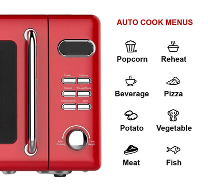 Emerson 0.7 Cu Ft, 700W Red Retro Countertop Microwave Oven, MWR7020RD