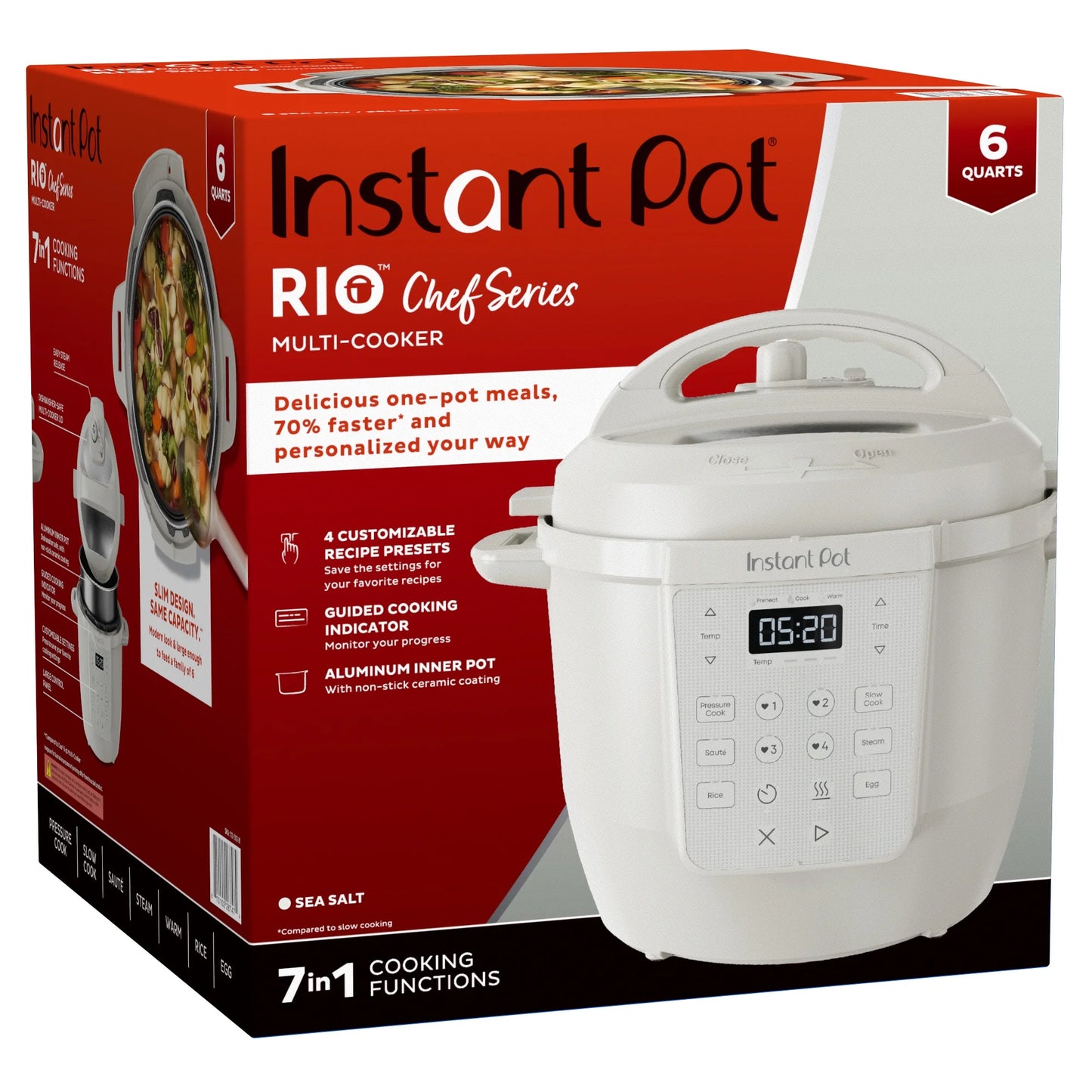 Instant Pot 6Qt RIO Chef Series 7-in-1 Multi-Cooker, Pressure Cooker, Slow Cook, & More, Black