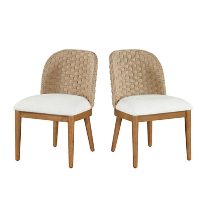 My Texas House Saylor Farmhouse Dining Chair Set, Natural Wood, Set of 2