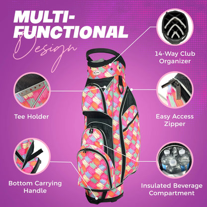 Womens Golf - Taboo Fashions 14 Way Lightweight Ladies Cart Bag (Posh Pink)
