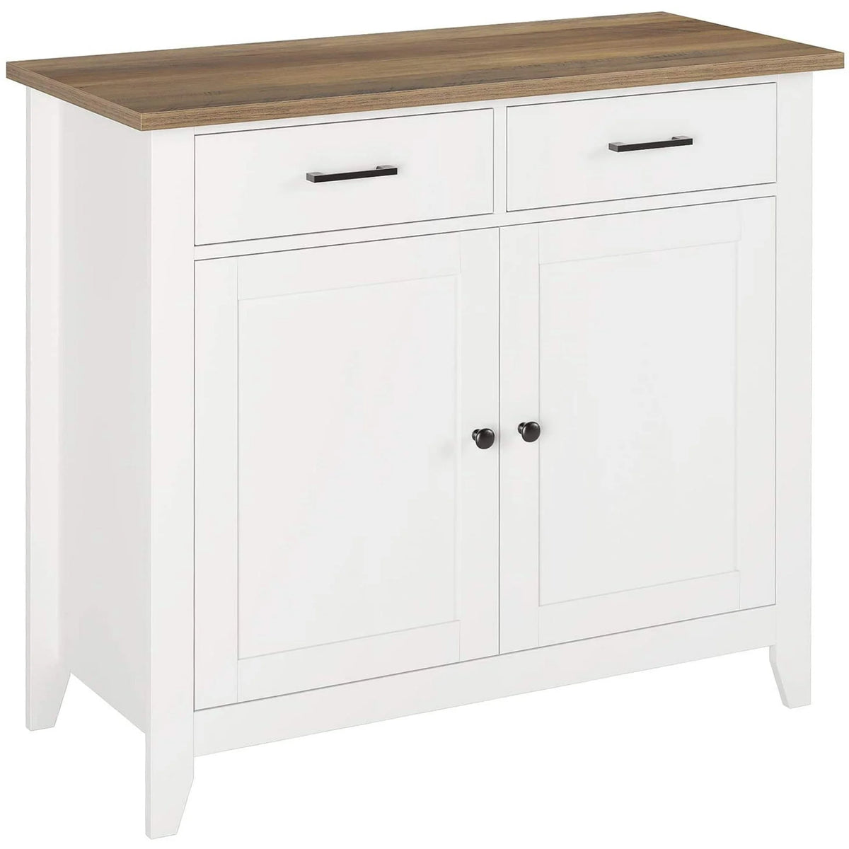 Homfa Entryway Cabinet, Kitchen Storage Cabinet, Farmhouse Buffet Sideboard with 2 Drawers and 2 Doors,Coffee Bar with Storage for Dining Room Living Room,White