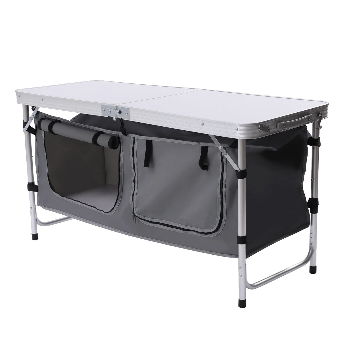 Folding Camping Table Portable Aluminum Camping Table Height Adjustable Camping Cook Station for Indoor Outdoor