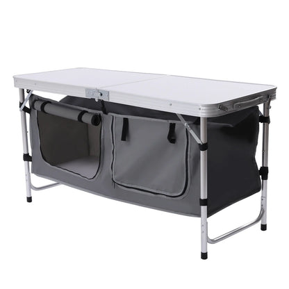Folding Camping Table Portable Aluminum Camping Table Height Adjustable Camping Cook Station for Indoor Outdoor