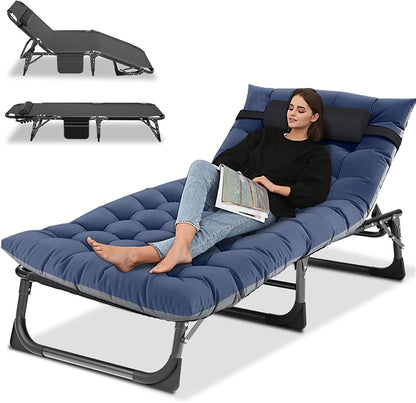 Slsy Folding Lounge Chair, 5-Position Adjustable Outdoor Reclining Chair, Folding Sleeping Bed Cot, Folding Chaise Lounge Chair for Pool Beach Patio Sunbathing