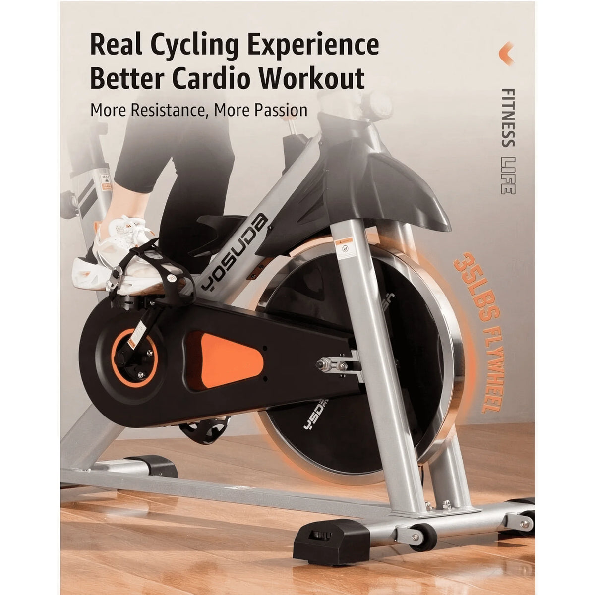 YOSUDA Indoor Cycling Bike, 330 lbs Capacity, Comfort Seat, LCD Monitor