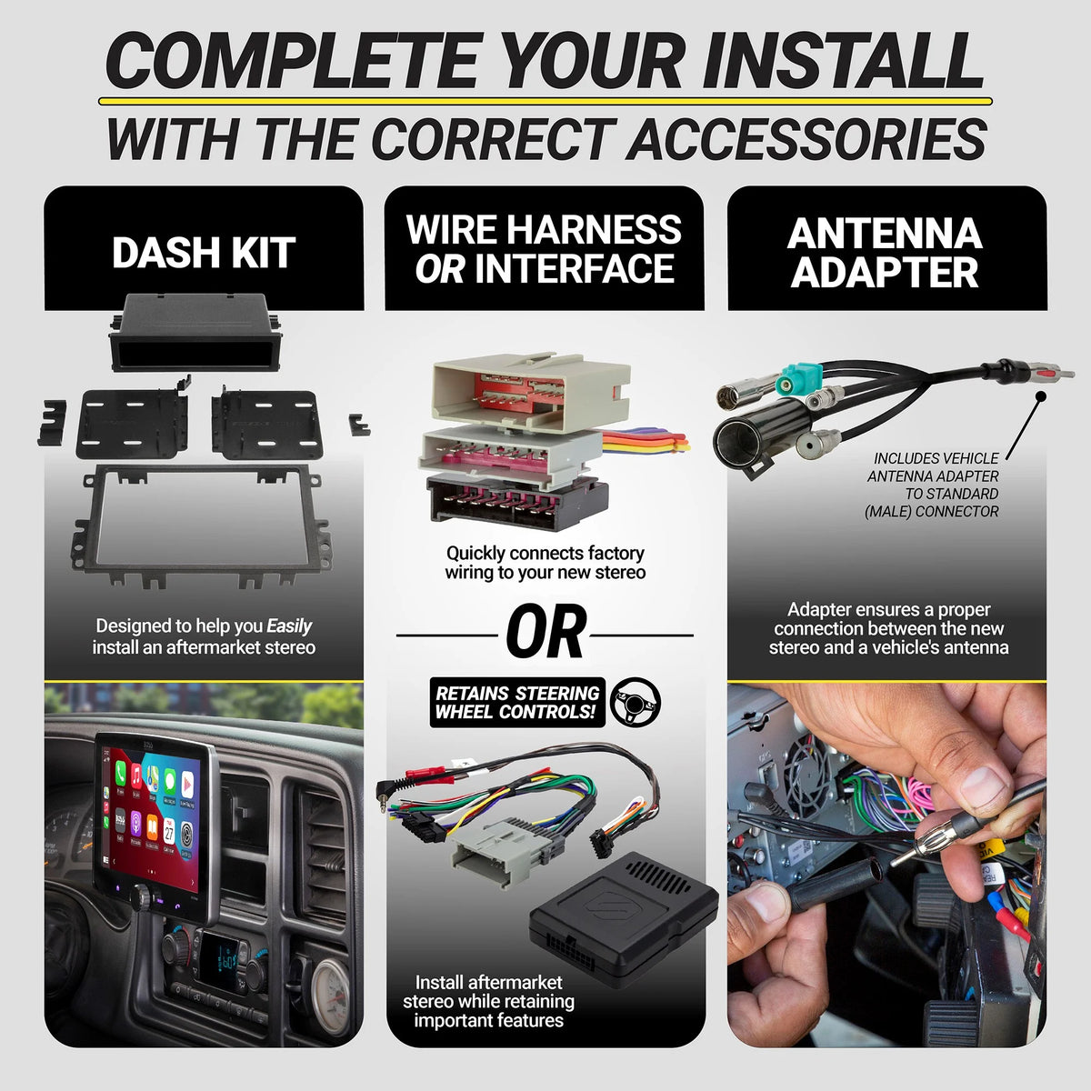 Power Acoustik CP-71WA Single DIN 6.5" Color Touchscreen Car Stereo with Bluetooth Connected Apple CarPlay + Android Auto