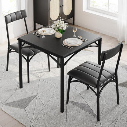 Dining Table Set for 2, Kitchen Table and Chairs for 2 with Upholstered Chairs, 3 Piece Dining Room Table Set, Square Kitchen Table Set for Small Space, Apartment, Studio